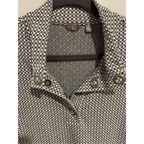 MERRELL Performance Polo-Indira Snap Womens-Blue/White Geometric L/S Medium - Picture 2 of 6